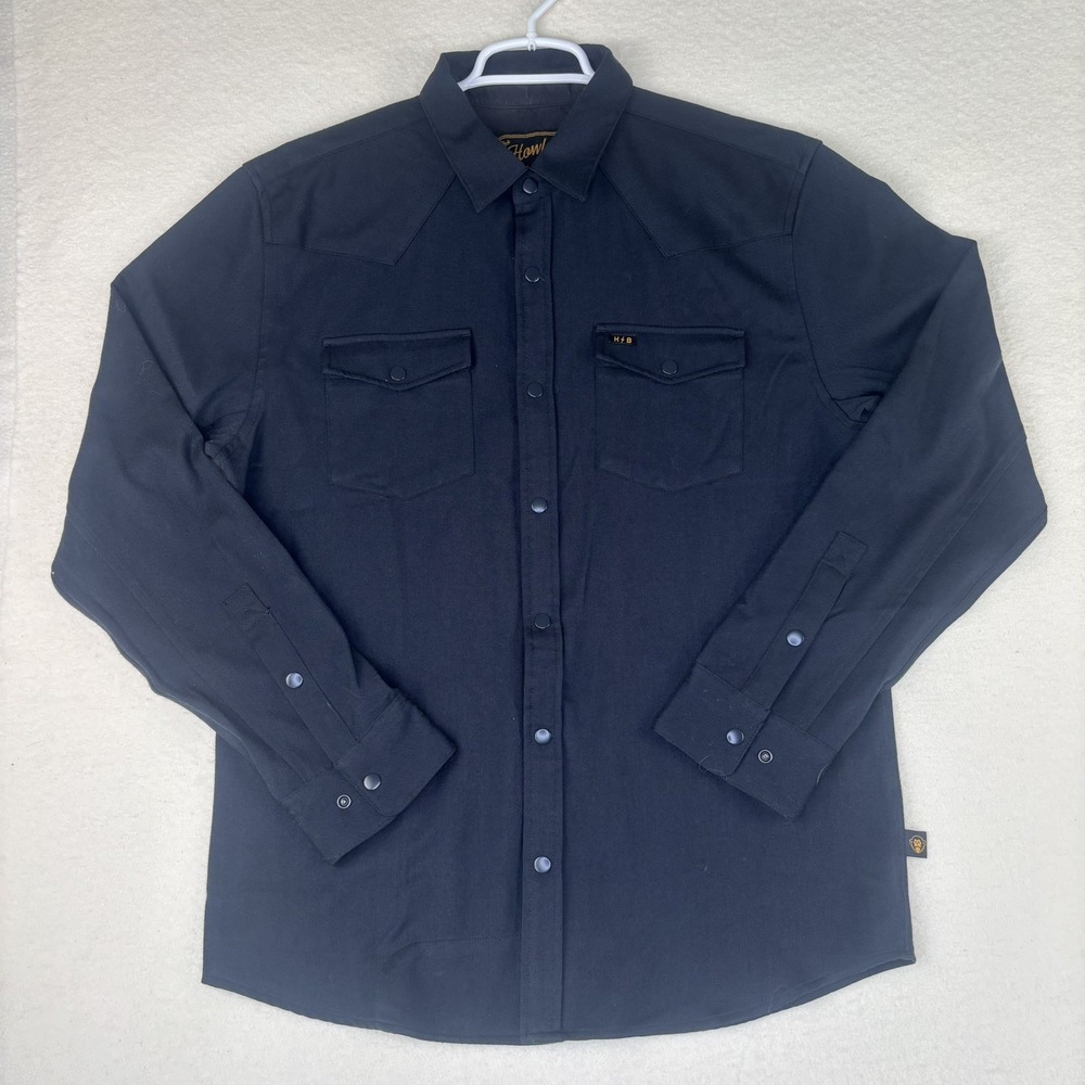 Howler Brother Stockman Stretch Snap Shirt Men M Black Performance Long Sleeve